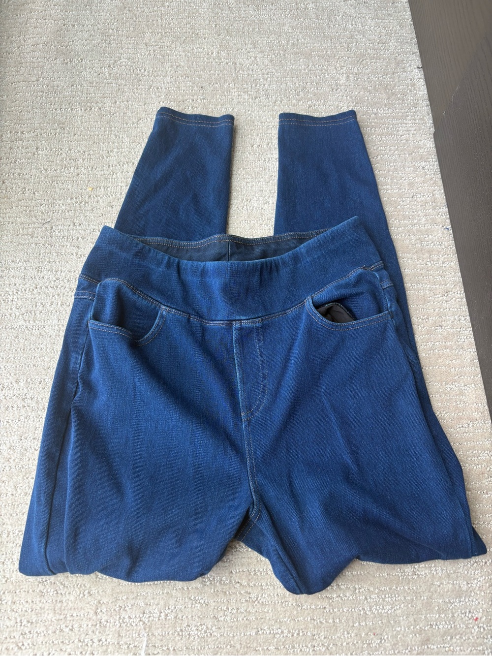 Women's Dark Blue Denim-Look Stretch Jeans